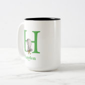 Dr. Seuss's ABC: Buchstabe H — Grün| Name hinzufüg Zweifarbige Tasse (Vorderseite Links)