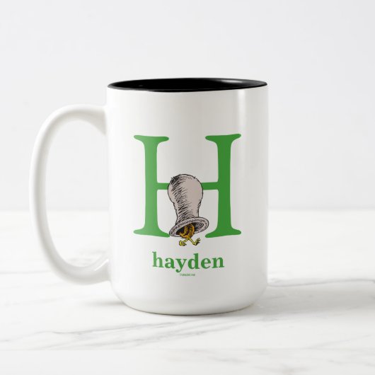 Dr. Seuss's ABC: Buchstabe H — Grün| Name hinzufüg Zweifarbige Tasse (Links)