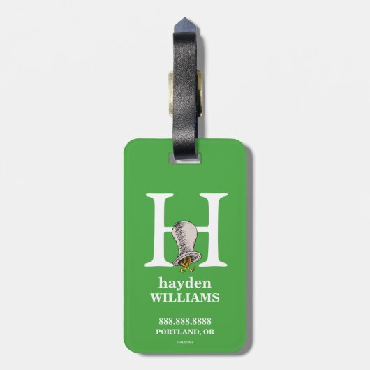 Dr. Seuss's ABC: Buchstabe H — Weiß| Name hinzufüg Gepäckanhänger (Rückseite vertikal)