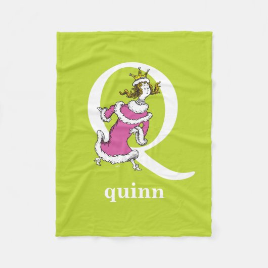 Dr. Seuss's ABC: Buchstabe Q - Weiß| Name hinzufüg Fleecedecke (Vorderseite)