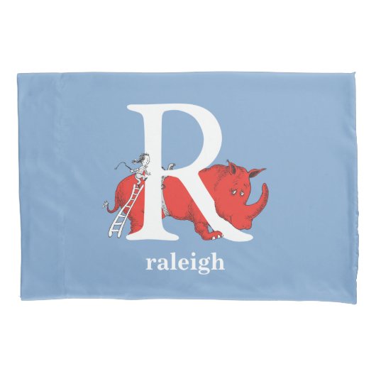 Dr. Seuss's ABC: Buchstabe R — Weiß| Name hinzufüg Kissenbezug (Vorderseite)