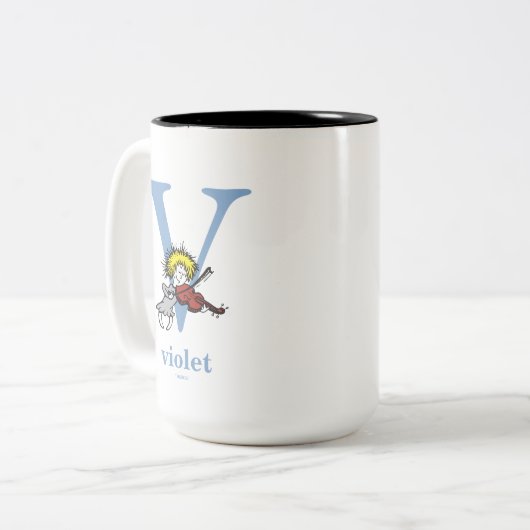 Dr. Seuss's ABC: Buchstabe V - blau| Name hinzufüg Zweifarbige Tasse (Vorderseite Links)