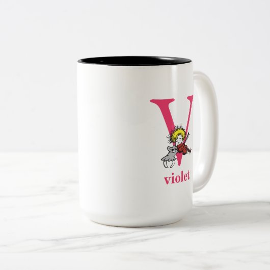 Dr. Seuss's ABC: Buchstabe V - Rosa| Name hinzufüg Zweifarbige Tasse (VorderseiteRechts)