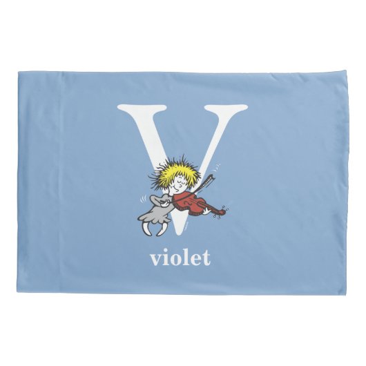 Dr. Seuss's ABC: Buchstabe V — Weiß| Name hinzufüg Kissenbezug (Rückseite)