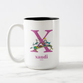 Dr. Seuss's ABC: Buchstabe X - Lila| Name hinzufüg Zweifarbige Tasse (Links)