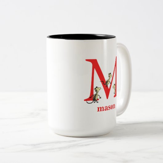 Dr. Seuss's ABC: Buchstaben M - rot| Name hinzufüg Zweifarbige Tasse (VorderseiteRechts)