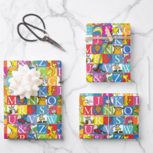 Dr. Seuss's ABC farbenfrohes Blockbuchstaben-Muste Geschenkpapier Set