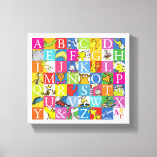 Dr. Seuss's ABC farbenfrohes Blockbuchstabenmuster Leinwanddruck