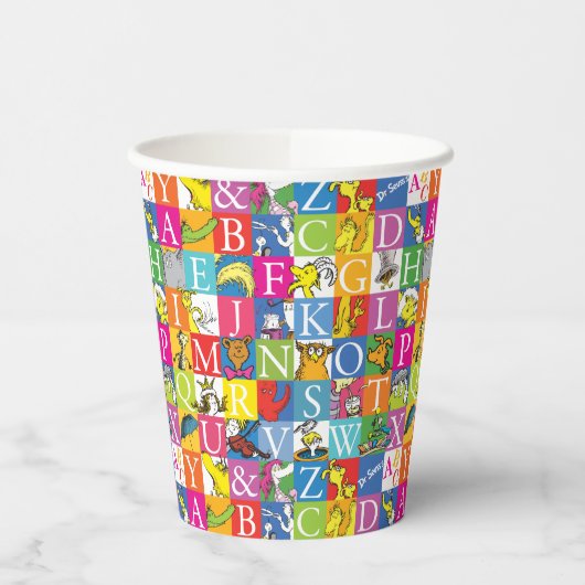 Dr. Seuss's ABC farbenfrohes Blockbuchstabenmuster Pappbecher (Links)