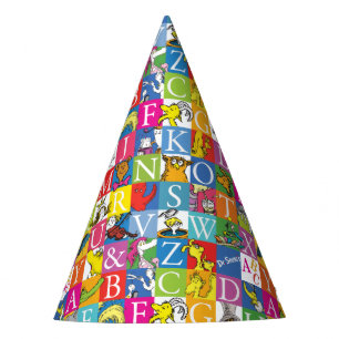 Dr. Seuss's ABC farbenfrohes Blockbuchstabenmuster Partyhütchen