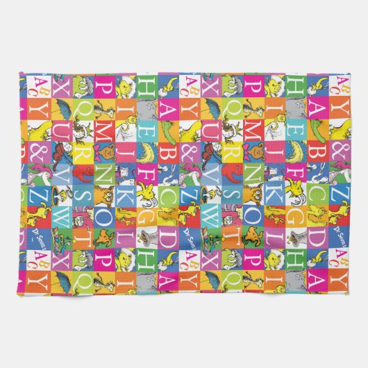 Dr. Seuss's ABC-farbiges Blockbuchstabenmuster Handtuch (Horizontal)