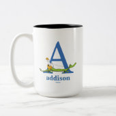 Dr. Seuss's ABC: Letter A - Blue | Name hinzufügen Zweifarbige Tasse (Links)