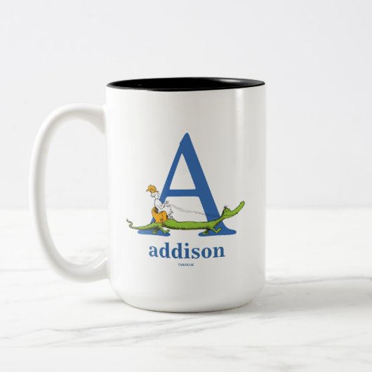 Dr. Seuss's ABC: Letter A - Blue | Name hinzufügen Zweifarbige Tasse (Links)