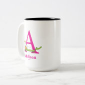 Dr. Seuss's ABC: Letter A - Pink | Name hinzufügen Zweifarbige Tasse (Vorderseite Links)