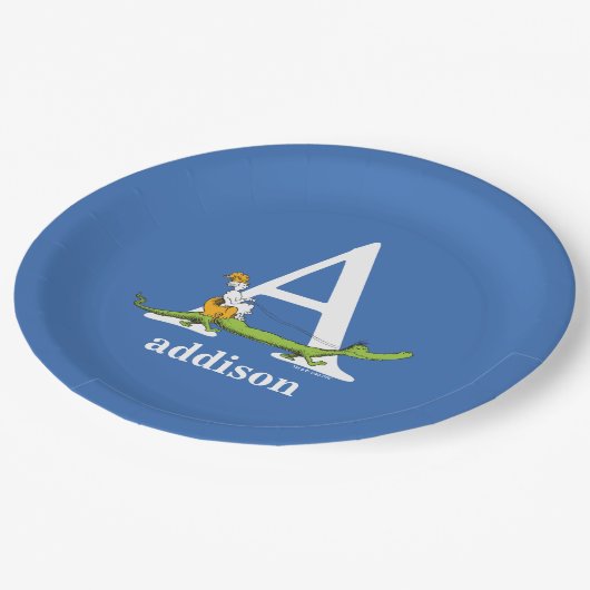 Dr. Seuss's ABC: Letter A - White | Name hinzufüge Pappteller (Schrägansicht)