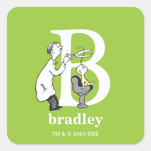 Dr. Seuss's ABC: Letter B - White | Name hinzufüge Quadratischer Aufkleber (Vorderseite)