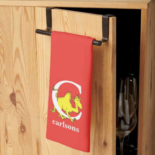 Dr. Seuss's ABC: Letter C - White | Name hinzufüge Geschirrtuch (Drittel gefaltet)