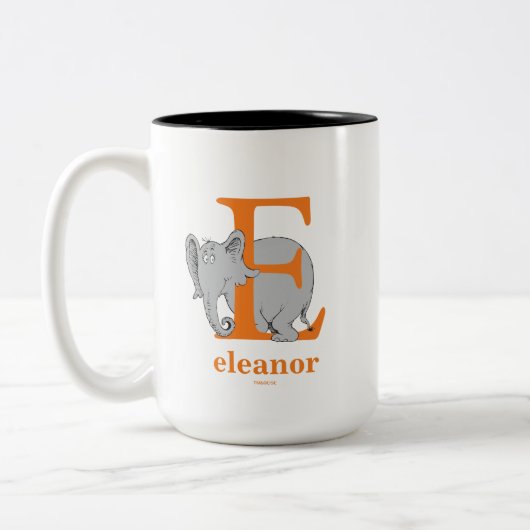 Dr. Seuss's ABC: Letter E - Orange | Name hinzufüg Zweifarbige Tasse (Links)