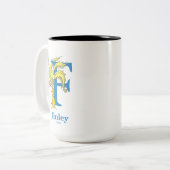 Dr. Seuss's ABC: Letter F - Blue | Name hinzufügen Zweifarbige Tasse (Vorderseite Links)