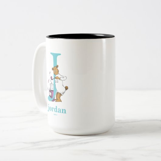 Dr. Seuss's ABC: Letter J - Aquamarin | Name hinzu Zweifarbige Tasse (Vorderseite Links)