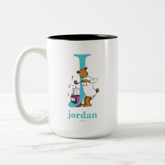 Dr. Seuss's ABC: Letter J - Aquamarin | Name hinzu Zweifarbige Tasse (Links)