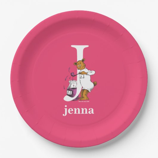 Dr. Seuss's ABC: Letter J - White | Name hinzufüge Pappteller (Vorderseite)