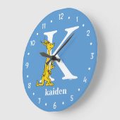 Dr. Seuss's ABC: Letter K - White | Name hinzufüge Große Wanduhr (Winkel)