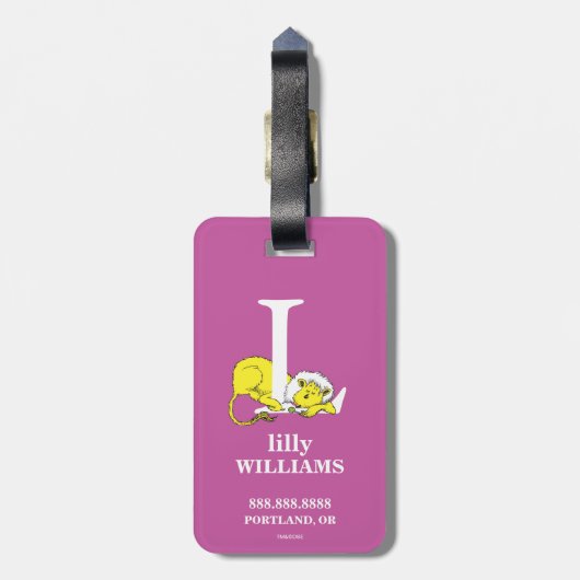 Dr. Seuss's ABC: Letter L - White | Name hinzufüge Gepäckanhänger (Rückseite vertikal)