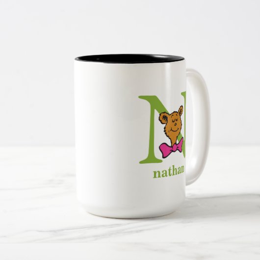 Dr. Seuss's ABC: Letter N - Green | Name hinzufüge Zweifarbige Tasse (VorderseiteRechts)