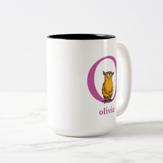 Dr. Seuss's ABC: Letter O - Lila | Name hinzufügen Zweifarbige Tasse (VorderseiteRechts)