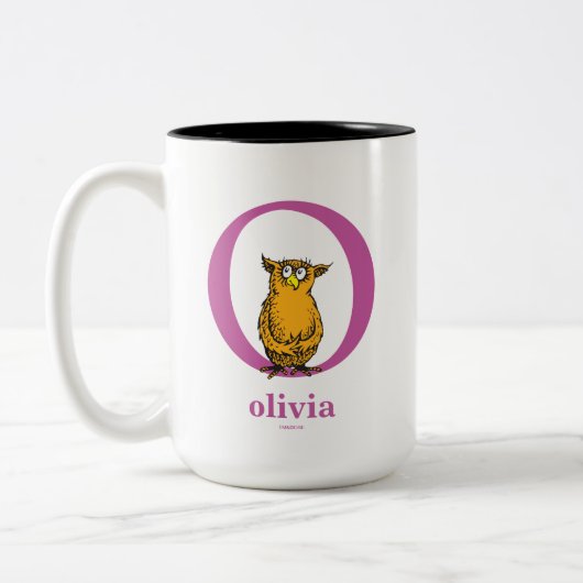 Dr. Seuss's ABC: Letter O - Lila | Name hinzufügen Zweifarbige Tasse (Links)