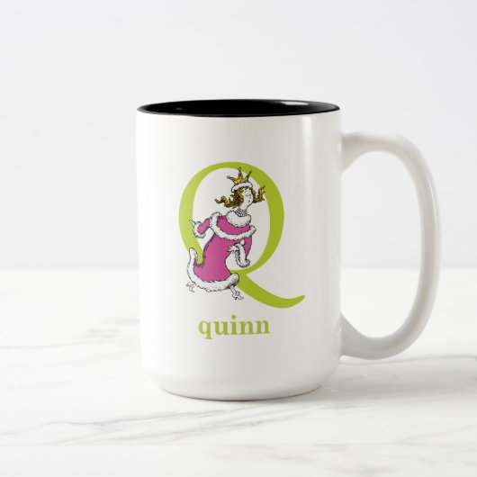 Dr. Seuss's ABC: Letter Q - Green | Add Your Name Zweifarbige Tasse (Rechts)