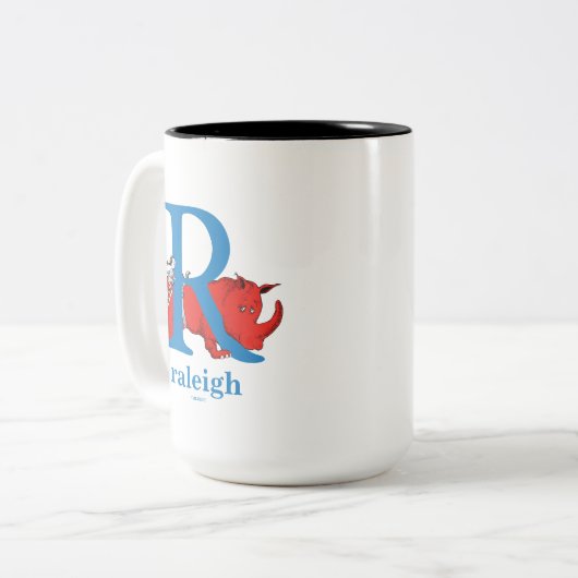 Dr. Seuss's ABC: Letter R - Blue | Name hinzufügen Zweifarbige Tasse (Vorderseite Links)