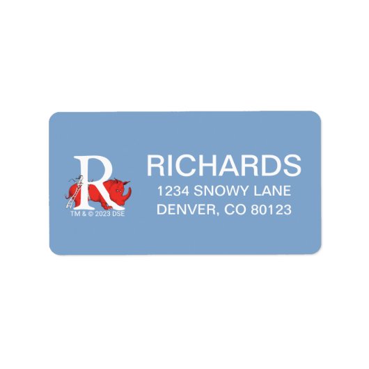 Dr. Seuss's ABC: Letter R - White Add Your Name Adressaufkleber (Vorne)