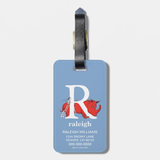 Dr. Seuss's ABC: Letter R - White Add Your Name Gepäckanhänger (Rückseite vertikal)