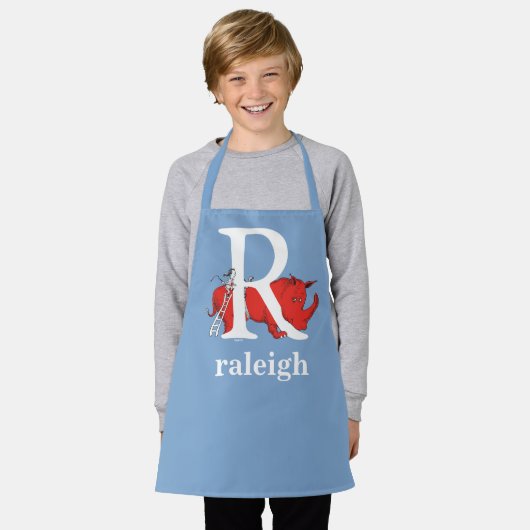 Dr. Seuss's ABC: Letter R - White Add Your Name Schürze (Getragen)