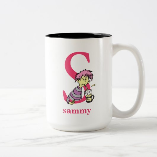 Dr. Seuss's ABC: Letter S - Pink | Name hinzufügen Zweifarbige Tasse (Rechts)