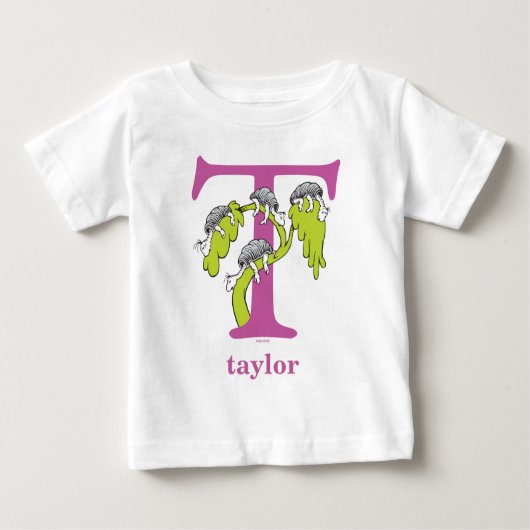 Dr. Seuss's ABC: Letter T - Lila | Name hinzufügen Baby T-shirt (Vorderseite)