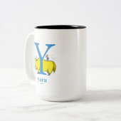 Dr. Seuss's ABC: Letter Y - Blue | Name hinzufügen Zweifarbige Tasse (Vorderseite Links)
