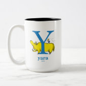 Dr. Seuss's ABC: Letter Y - Blue | Name hinzufügen Zweifarbige Tasse (Links)