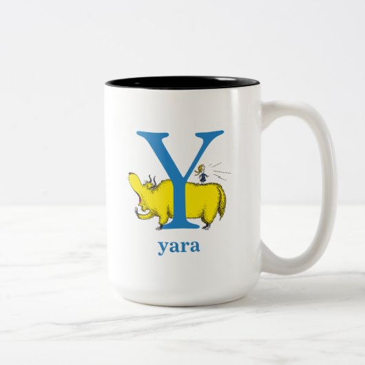 Dr. Seuss's ABC: Letter Y - Blue | Name hinzufügen Zweifarbige Tasse (Rechts)