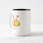 Dr. Seuss's ABC: Letter Y - Orange | Name hinzufüg Zweifarbige Tasse (Vorderseite Links)