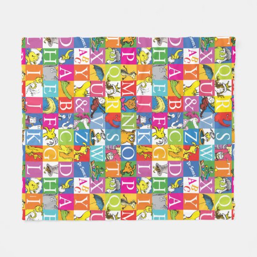 Dr. Seuss's ABC-Muster für farbenfrohe Blockbuchst Fleecedecke (Vorderseite (Horizontal))