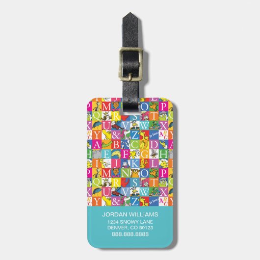 Dr. Seuss's ABC-Muster für farbenfrohe Blockbuchst Gepäckanhänger (Vorderseite vertikal)