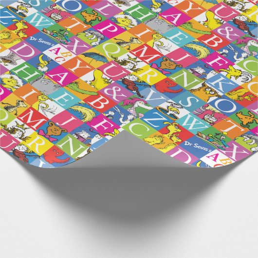 Dr. Seuss's ABC-Muster für farbenfrohe Blockbuchst Geschenkpapier (Ecke)