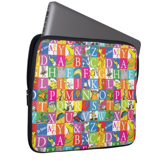 Dr. Seuss's ABC-Muster für farbenfrohe Blockbuchst Laptopschutzhülle (Vorne Rechts)