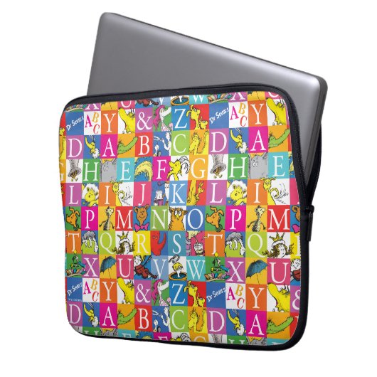 Dr. Seuss's ABC-Muster für farbenfrohe Blockbuchst Laptopschutzhülle (Vorderseite Links)