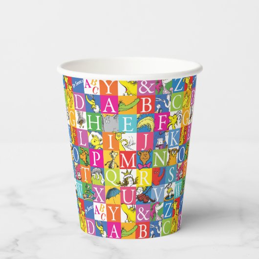 Dr. Seuss's ABC-Muster für farbenfrohe Blockbuchst Pappbecher (Rückseite)