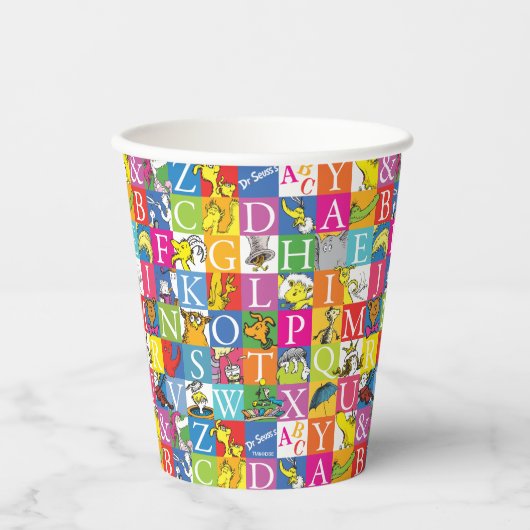 Dr. Seuss's ABC-Muster für farbenfrohe Blockbuchst Pappbecher (Vorderseite)