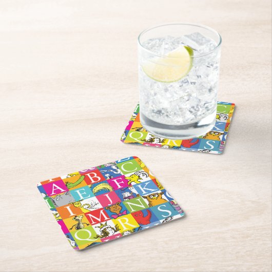 Dr. Seuss's ABC-Muster für farbenfrohe Blockbuchst Rechteckiger Pappuntersetzer (Vor Ort)